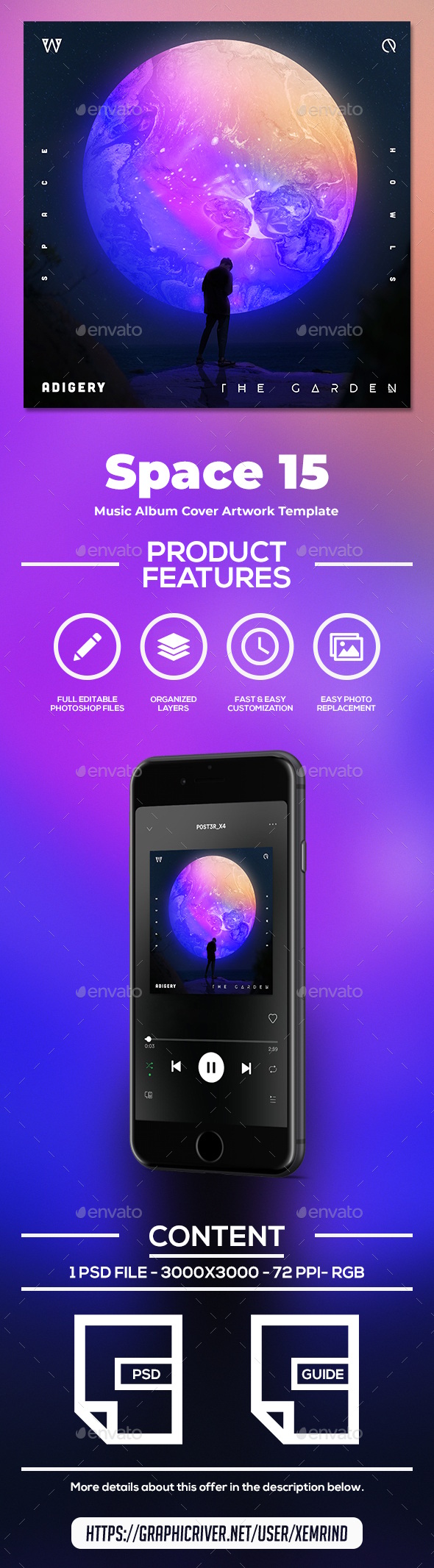 Space 15 Album Cover Template, Web Elements GraphicRiver